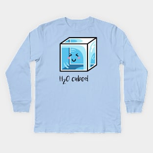 H2O Cubed Ice Block Chemistry Science Joke Kids Long Sleeve T-Shirt